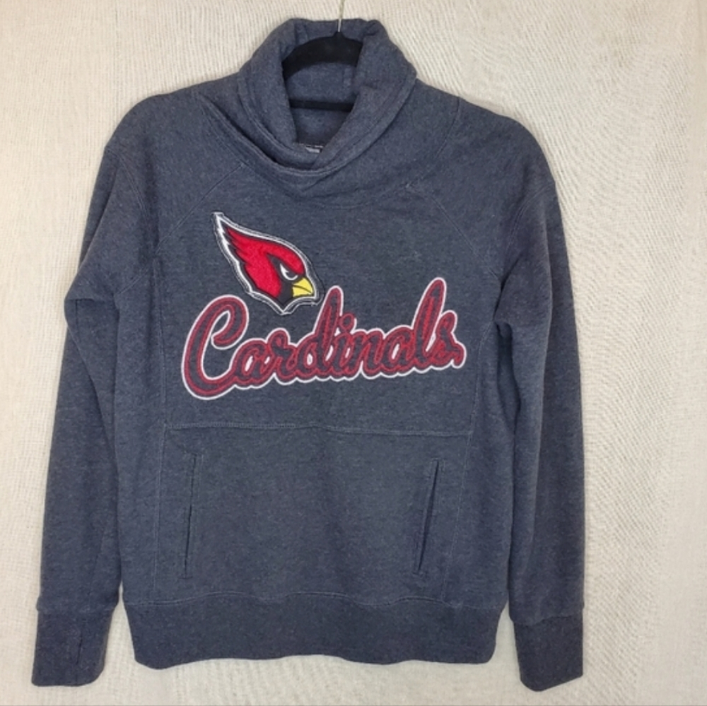 ♧ Arizona Cardinals Womens Funnel Neck Sweatshirt Size Medium Heather Gray - Picture 12 of 12